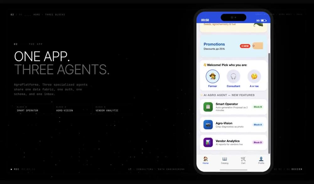 One mobile app with three AI agents