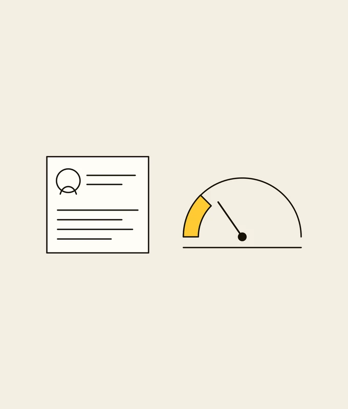Drawing: a borrower profile with a risk score