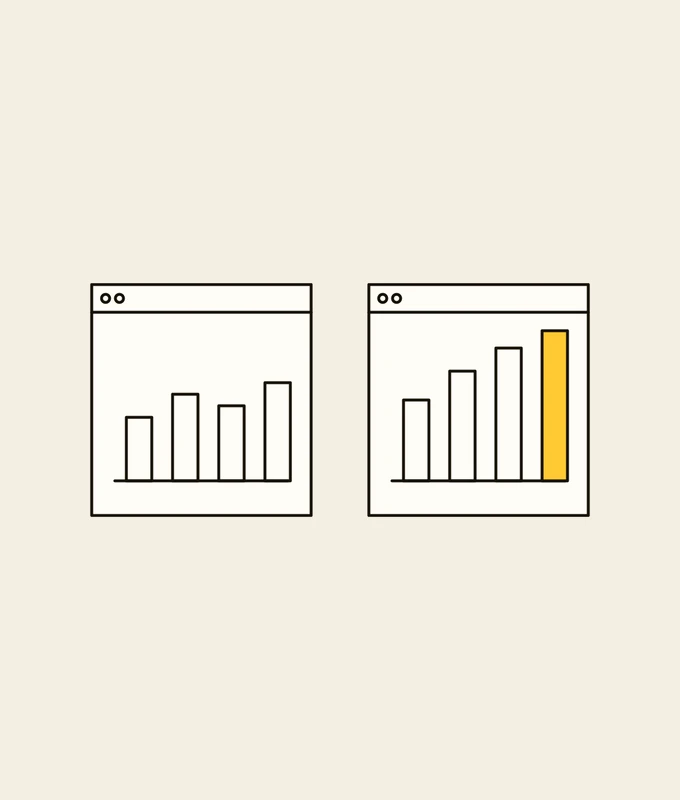 Drawing: an A/B test where variant B wins