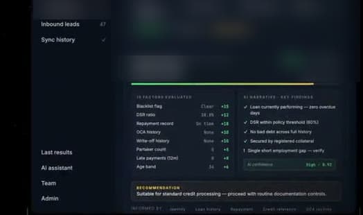 AI risk analysis of a borrower, with personal data blurred